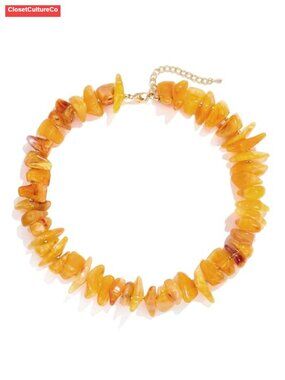 Chunky Acrylic Beaded Puff Heart Necklace Boho Statement Choker